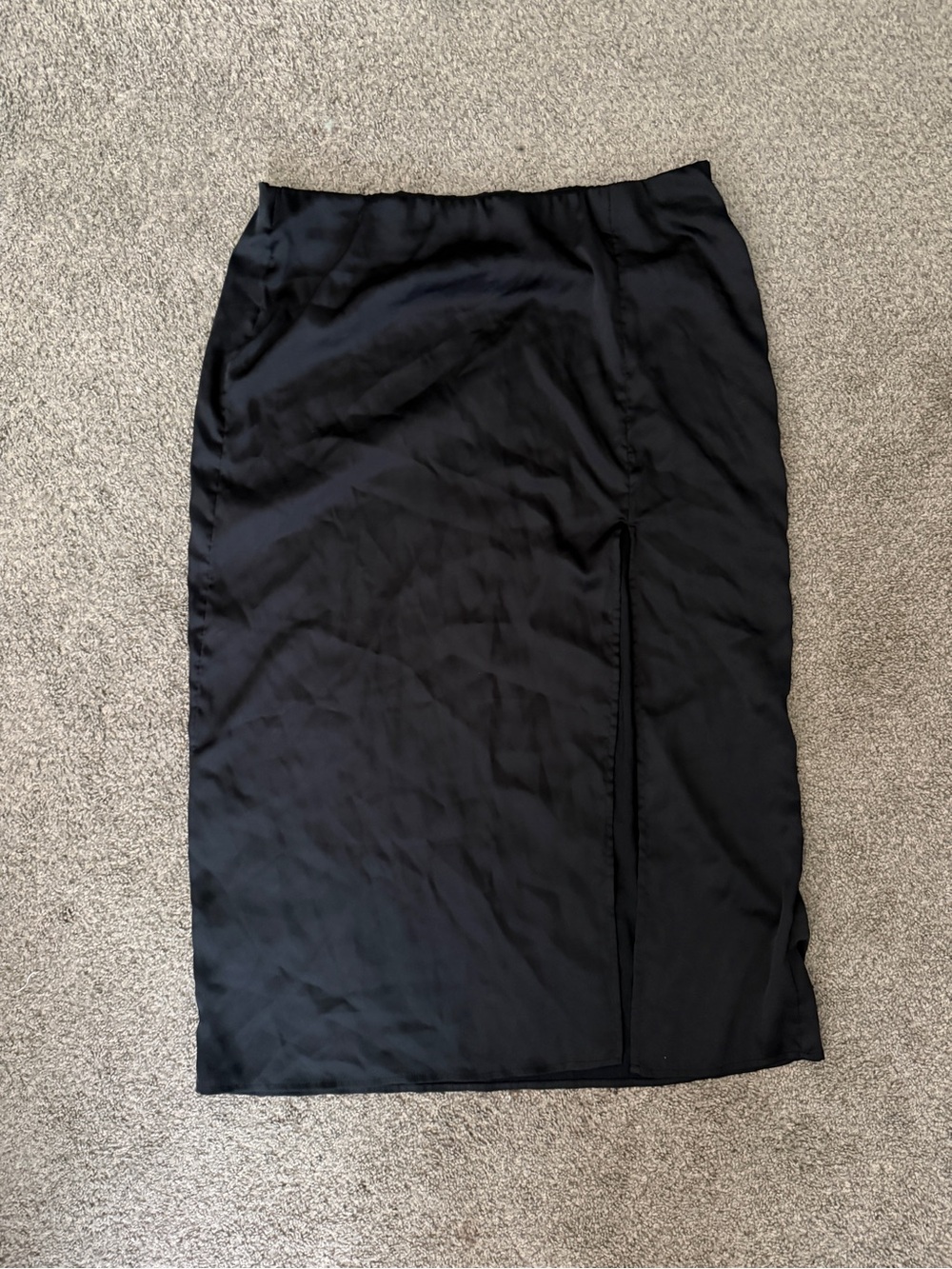 Midi Black Skirt with Side Slit